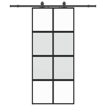 Schiebetür mit Beschlag Schwarz 90x205 cm Hartglas