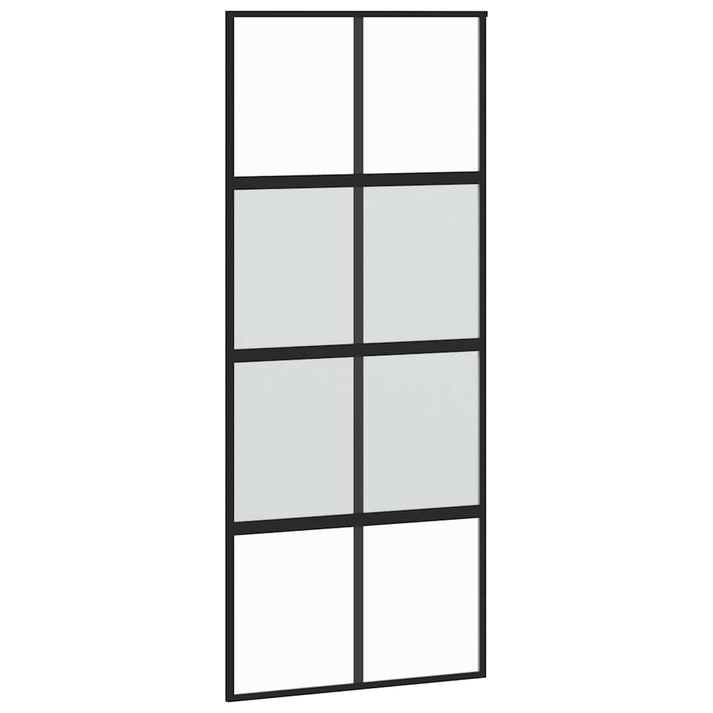 Schiebetür mit Beschlag Schwarz 90x205 cm Hartglas