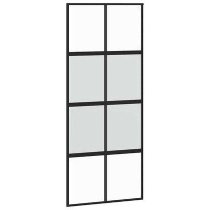 Schiebetür mit Beschlag Schwarz 90x205 cm Hartglas