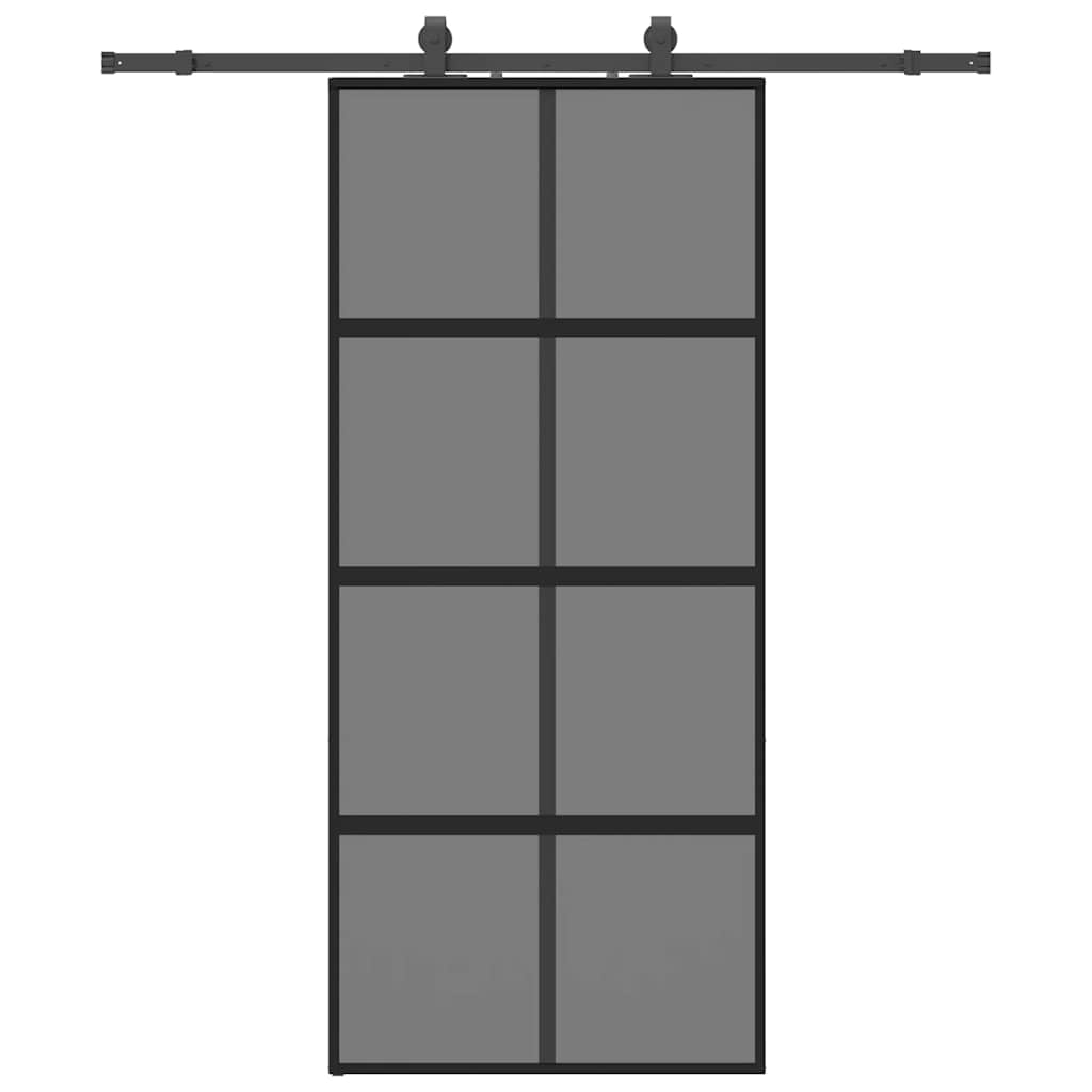 Schiebetür mit Beschlag Schwarz 90x205 cm Hartglas