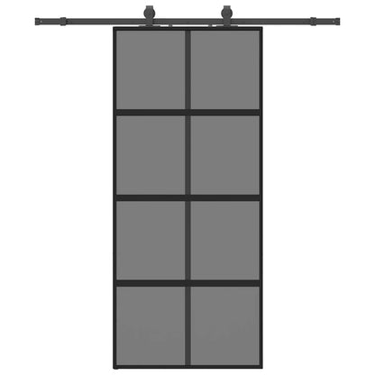 Schiebetür mit Beschlag Schwarz 90x205 cm Hartglas