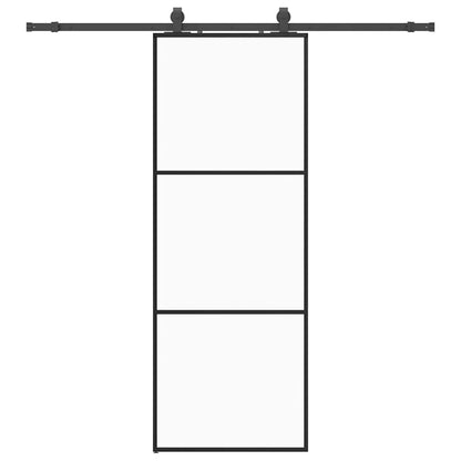 Schiebetür mit Beschlag Schwarz 76x205 cm ESG-Glas