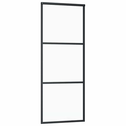 Schiebetür mit Beschlag Schwarz 76x205 cm ESG-Glas