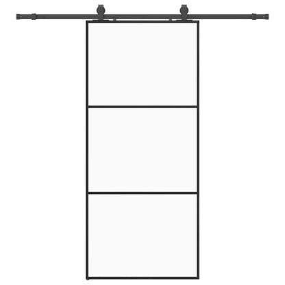 Schiebetür mit Beschlag Schwarz 90x205 cm ESG-Glas