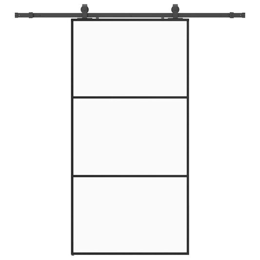 Schiebetür mit Beschlag Schwarz 102x205 cm ESG-Glas