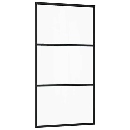 Schiebetür mit Beschlag Schwarz 102x205 cm ESG-Glas