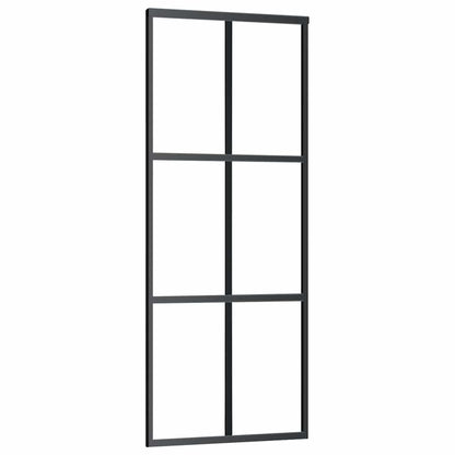 Schiebetür mit Beschlag Schwarz 76x205 cm ESG-Glas