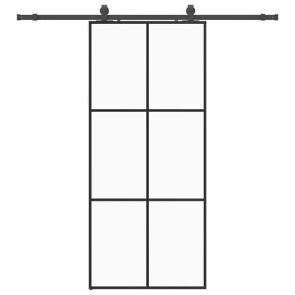 Schiebetür mit Beschlag Schwarz 90x205 cm ESG-Glas