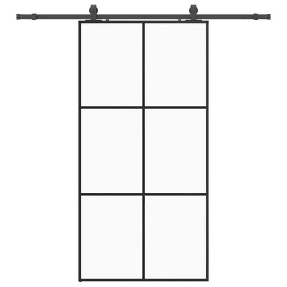 Schiebetür mit Beschlag Schwarz 102x205 cm ESG-Glas