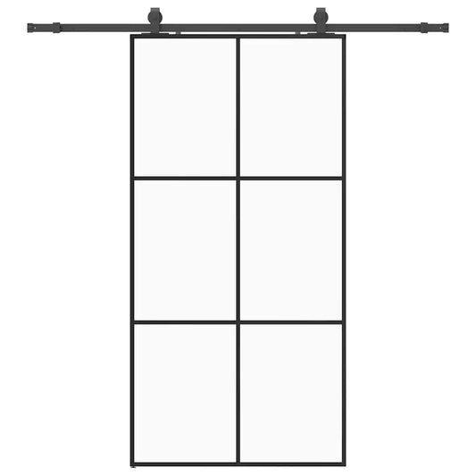 Schiebetür mit Beschlag Schwarz 102x205 cm ESG-Glas