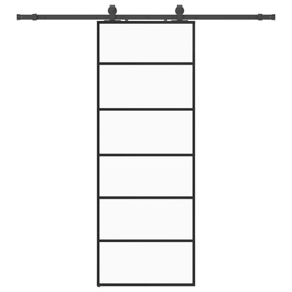 Schiebetür mit Beschlag Schwarz 76x205 cm ESG-Glas