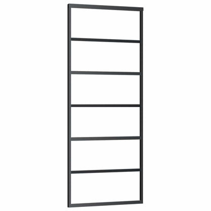 Schiebetür mit Beschlag Schwarz 76x205 cm ESG-Glas