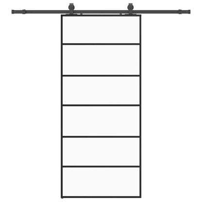 Schiebetür mit Beschlag Schwarz 90x205 cm ESG-Glas