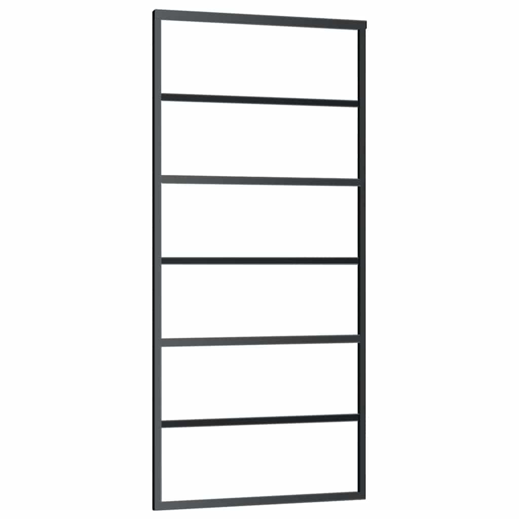 Schiebetür mit Beschlag Schwarz 90x205 cm ESG-Glas