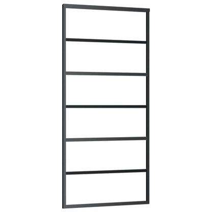 Schiebetür mit Beschlag Schwarz 90x205 cm ESG-Glas