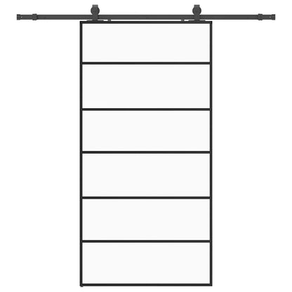 Schiebetür mit Beschlag Schwarz 102x205 cm ESG-Glas