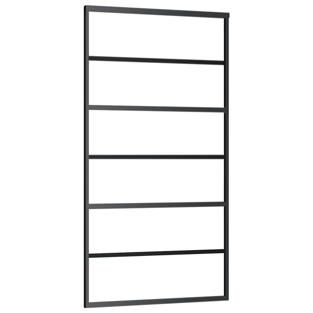 Schiebetür mit Beschlag Schwarz 102x205 cm ESG-Glas