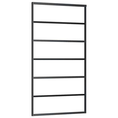 Schiebetür mit Beschlag Schwarz 102x205 cm ESG-Glas