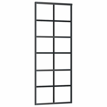 Schiebetür mit Beschlag Schwarz 76x205 cm ESG-Glas