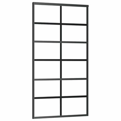 Schiebetür mit Beschlag Schwarz 102x205 cm ESG-Glas