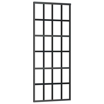 Schiebetür mit Beschlag Schwarz 76x205 cm ESG-Glas