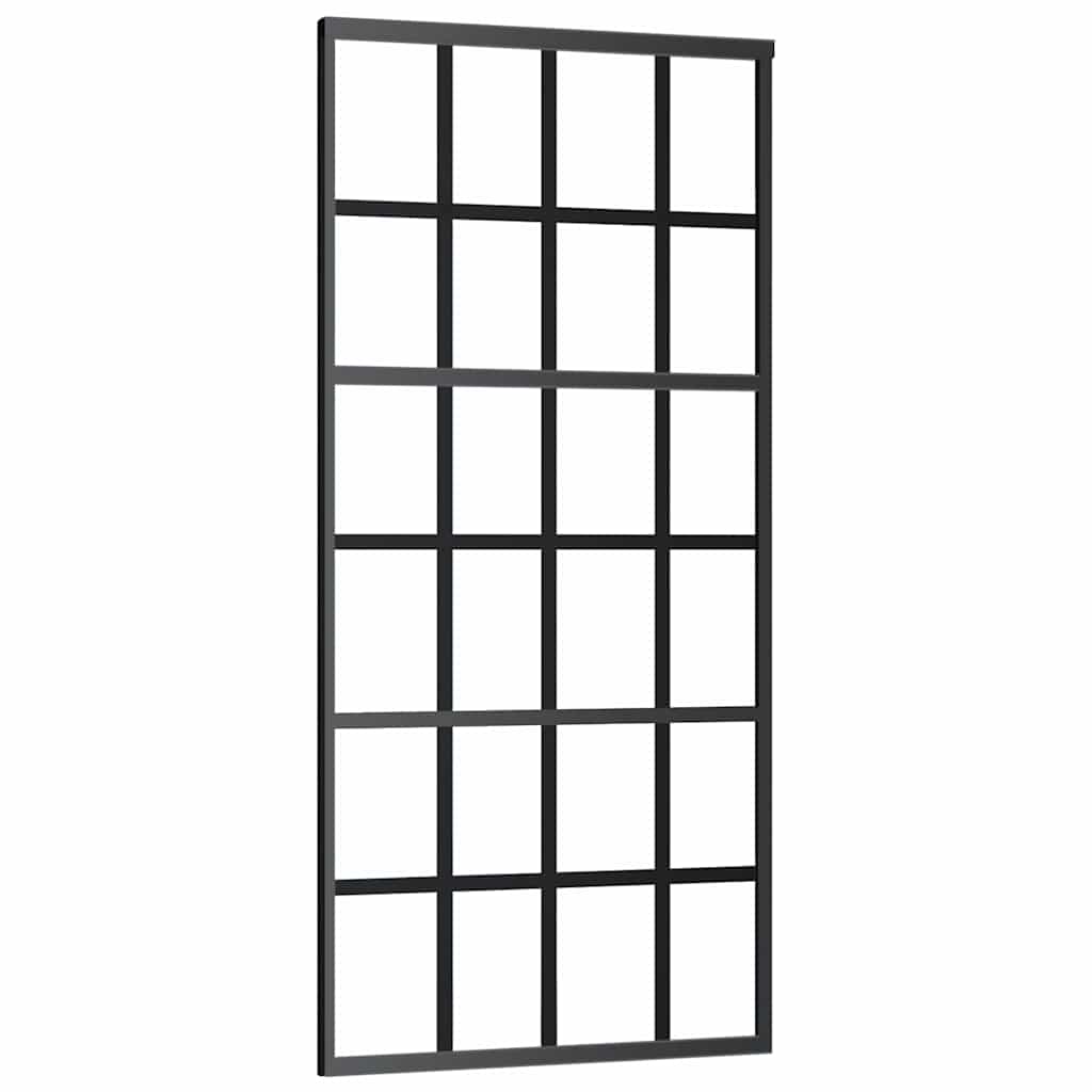 Schiebetür mit Beschlag Schwarz 90x205 cm ESG-Glas