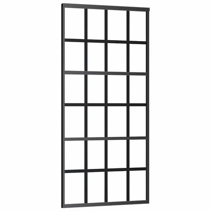 Schiebetür mit Beschlag Schwarz 90x205 cm ESG-Glas