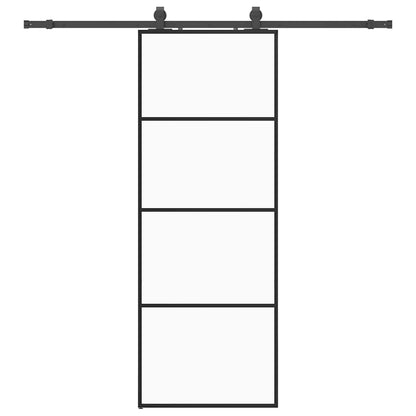 Schiebetür mit Beschlag Schwarz 76x205 cm ESG-Glas