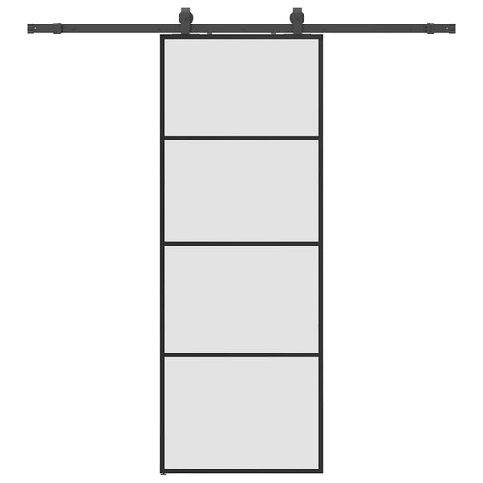 Schiebetür mit Beschlag Schwarz 76x205 cm ESG-Glas