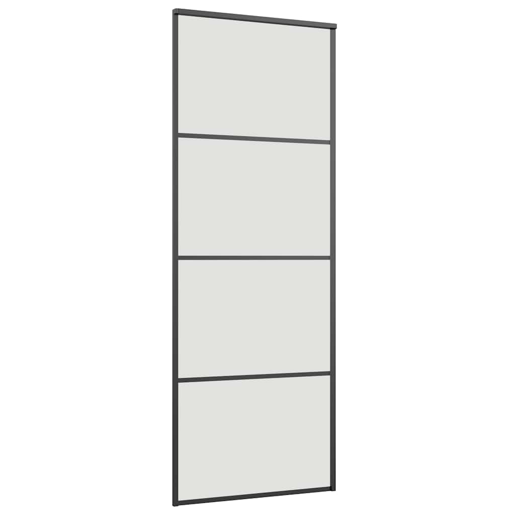 Schiebetür mit Beschlag Schwarz 76x205 cm ESG-Glas