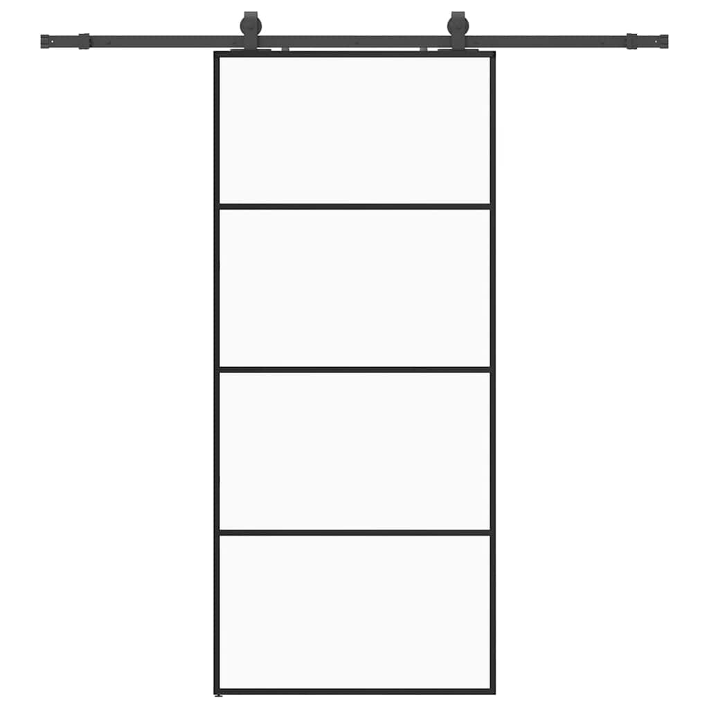 Schiebetür mit Beschlag Schwarz 90x205 cm ESG-Glas