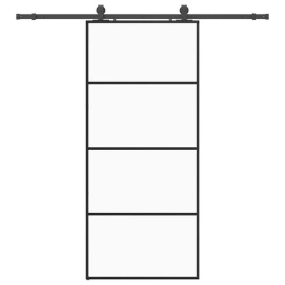 Schiebetür mit Beschlag Schwarz 90x205 cm ESG-Glas