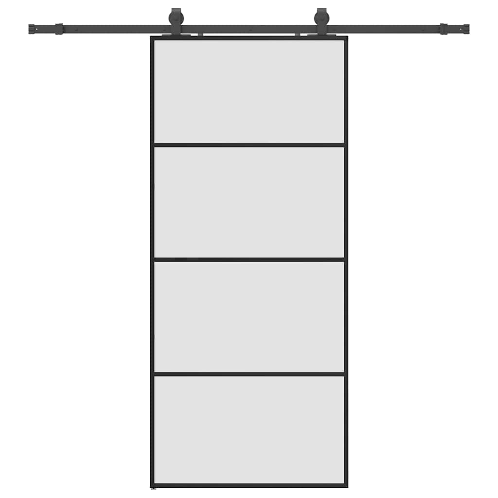 Schiebetür mit Beschlag Schwarz 90x205 cm ESG-Glas