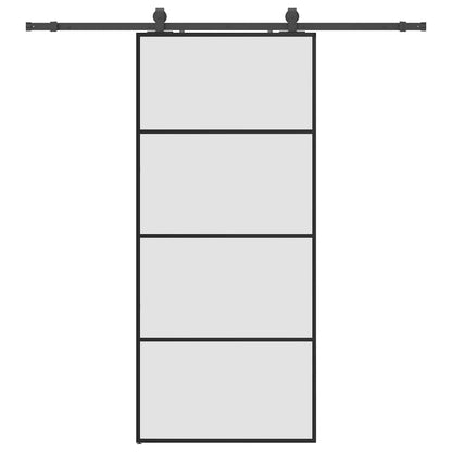 Schiebetür mit Beschlag Schwarz 90x205 cm ESG-Glas
