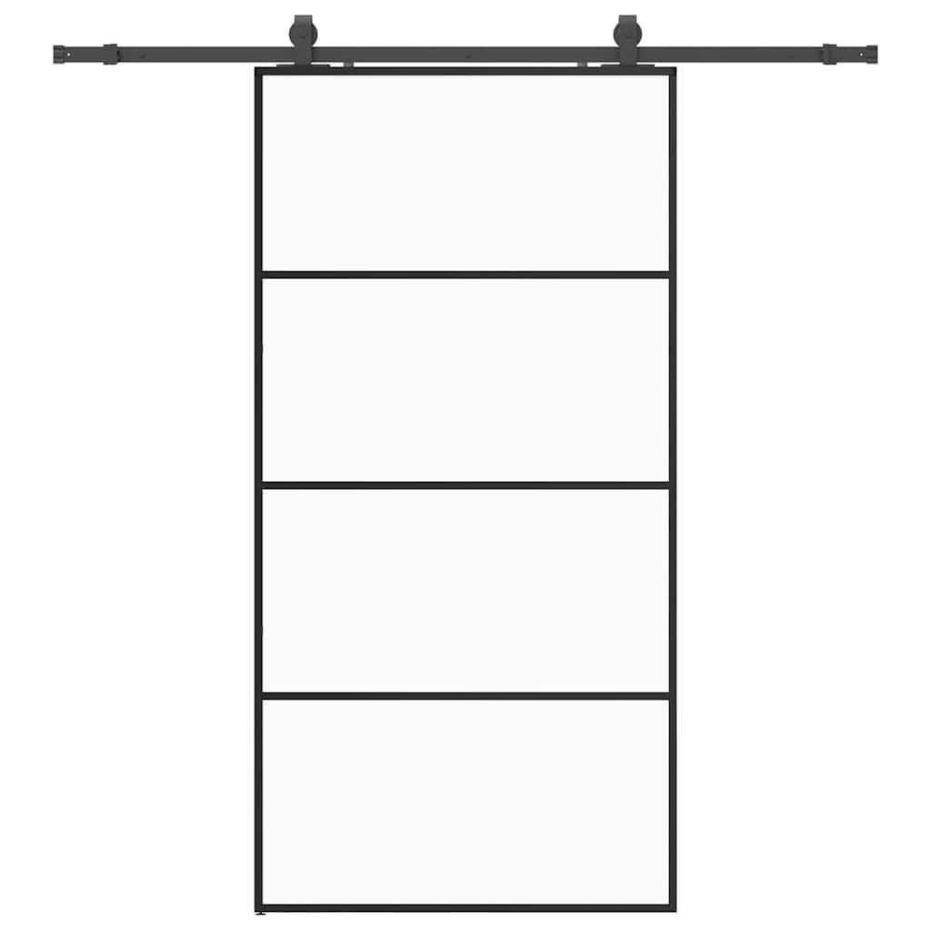 Schiebetür mit Beschlag Schwarz 102,5x205 cm ESG-Glas