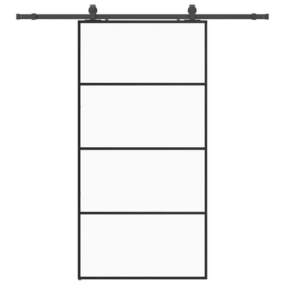 Schiebetür mit Beschlag Schwarz 102,5x205 cm ESG-Glas