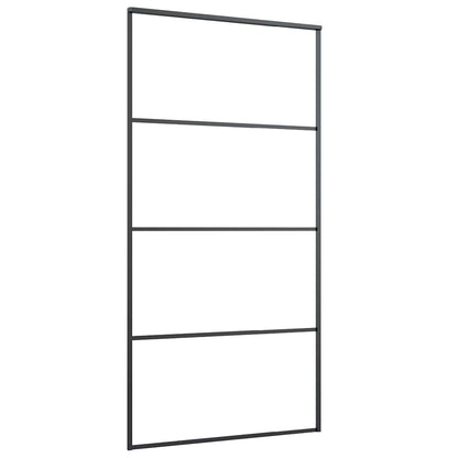 Schiebetür mit Beschlag Schwarz 102,5x205 cm ESG-Glas