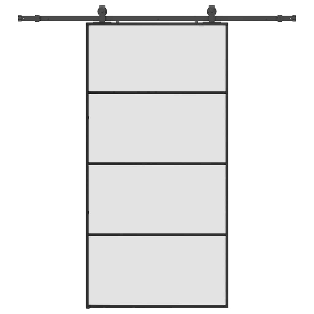 Schiebetür mit Beschlag Schwarz 102,5x205 cm ESG-Glas