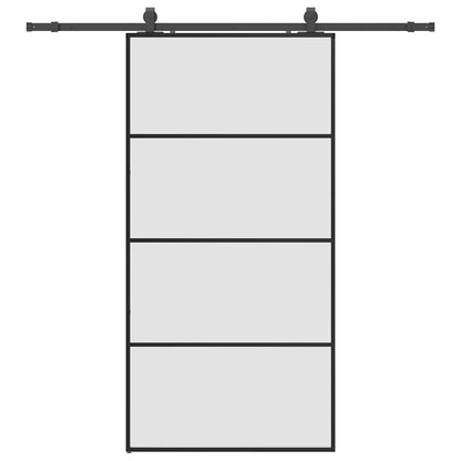 Schiebetür mit Beschlag Schwarz 102,5x205 cm ESG-Glas