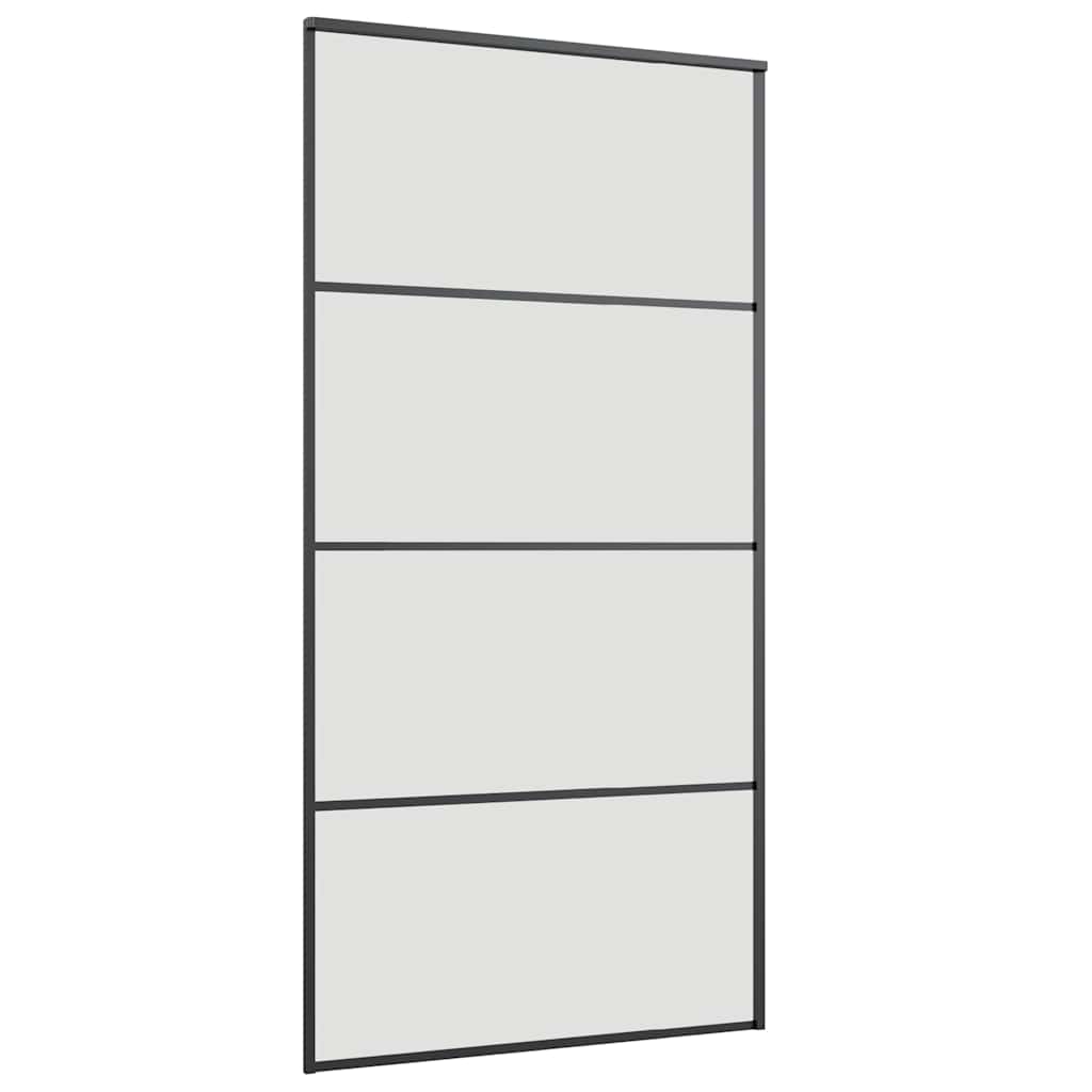 Schiebetür mit Beschlag Schwarz 102,5x205 cm ESG-Glas