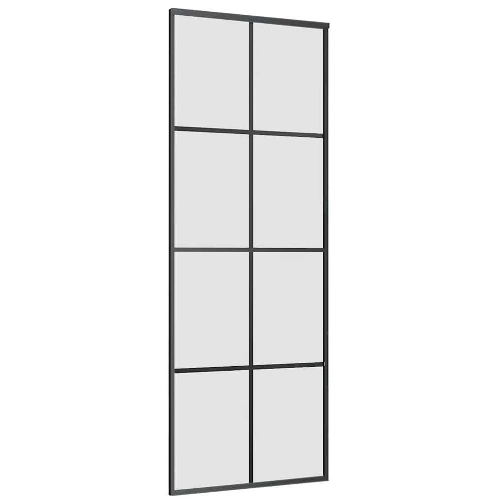 Schiebetür mit Beschlag Schwarz 76x205 cm ESG-Glas