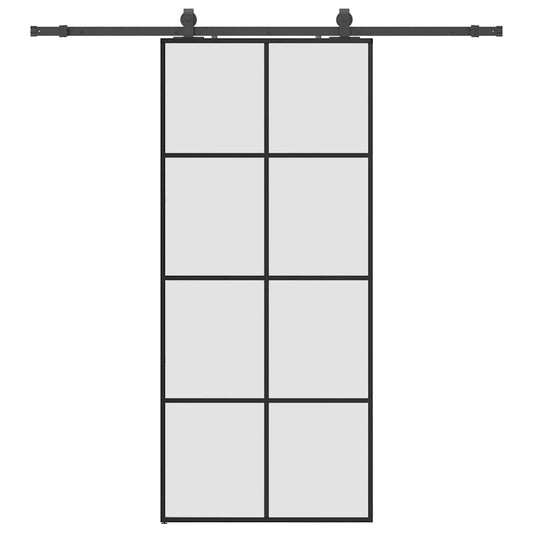 Schiebetür mit Beschlag Schwarz 90x205 cm ESG-Glas