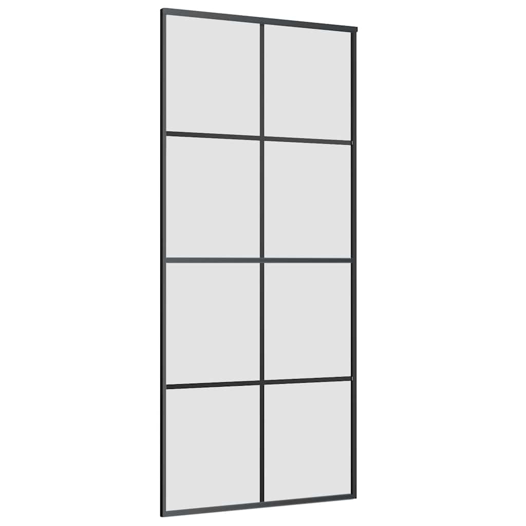 Schiebetür mit Beschlag Schwarz 90x205 cm ESG-Glas