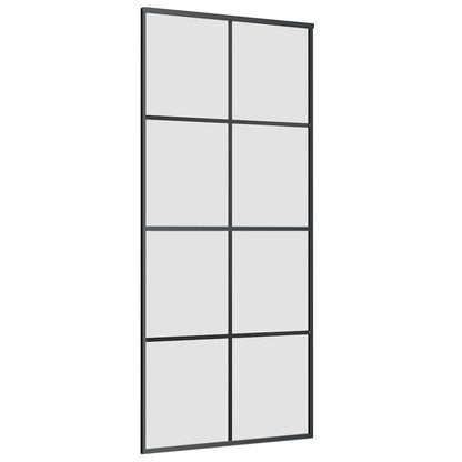 Schiebetür mit Beschlag Schwarz 90x205 cm ESG-Glas