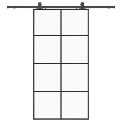 Schiebetür mit Beschlag Schwarz 102,5x205 cm ESG-Glas