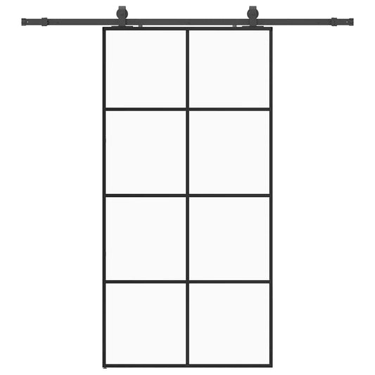 Schiebetür mit Beschlag Schwarz 102,5x205 cm ESG-Glas