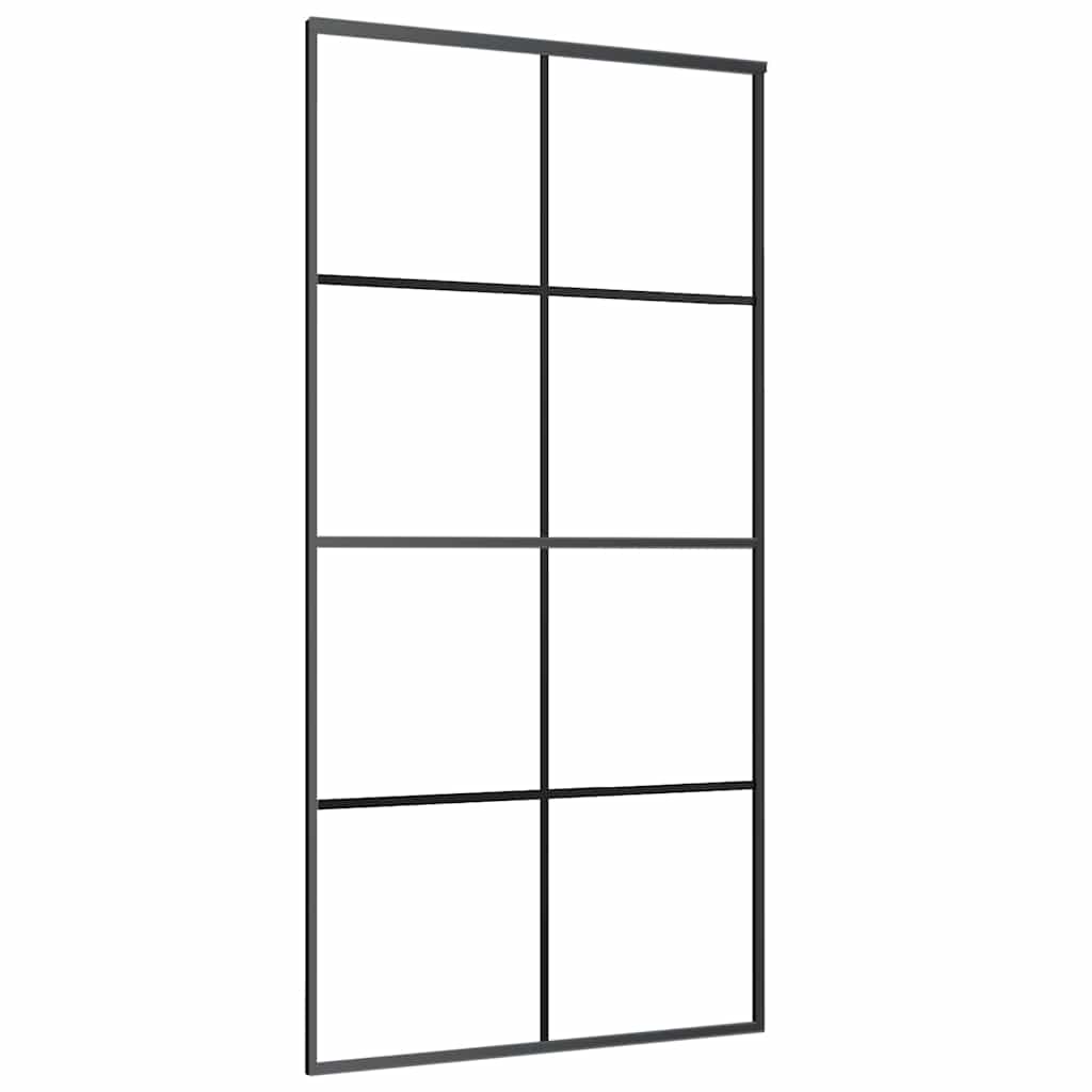 Schiebetür mit Beschlag Schwarz 102,5x205 cm ESG-Glas