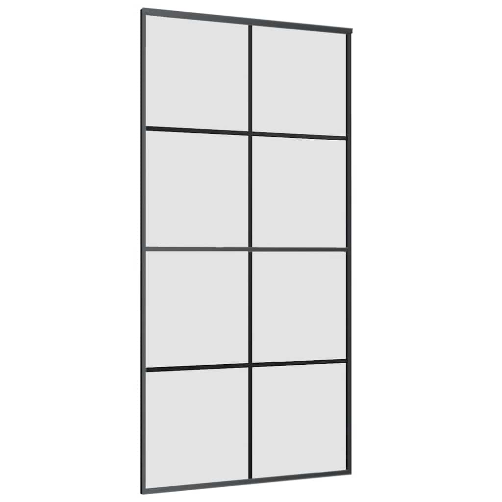 Schiebetür mit Beschlag Schwarz 102,5x205 cm ESG-Glas