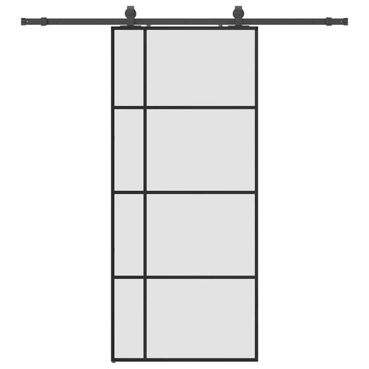 Schiebetür mit Beschlag Schwarz 90x205 cm ESG-Glas