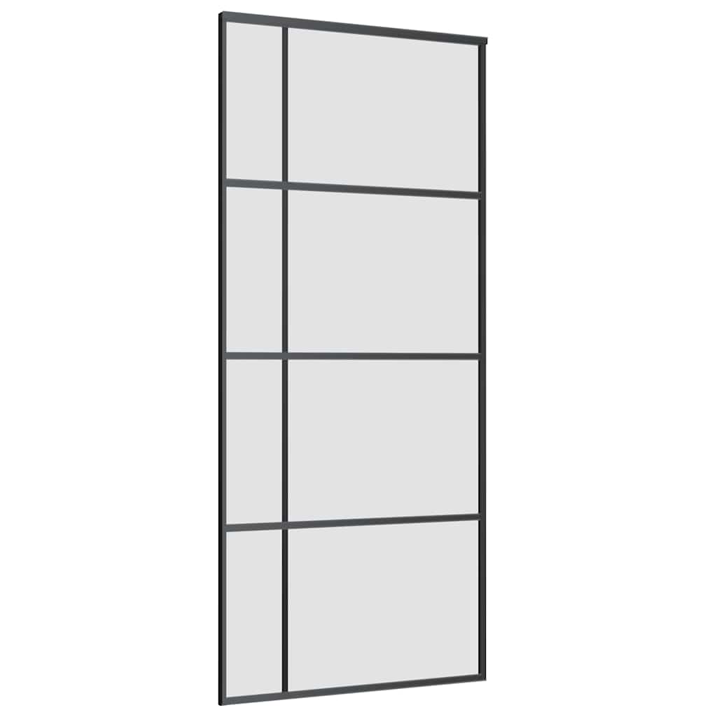 Schiebetür mit Beschlag Schwarz 90x205 cm ESG-Glas